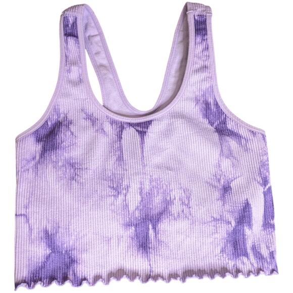 Spiritual Gangster Cropped Tank XS Small Purple Amor Tie Dye Seamless Ribbed - Picture 1 of 7